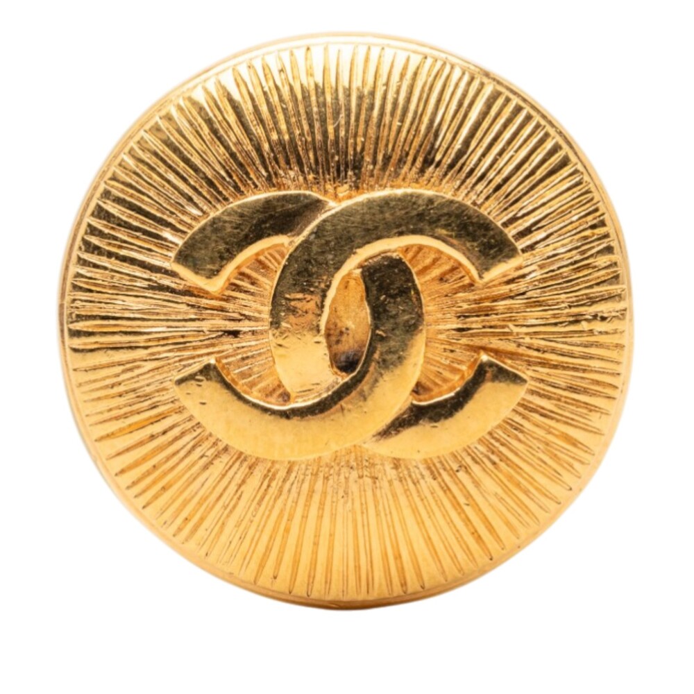 Chanel Gold Plated Cc Round Brooch Pre- #272424C50B - Picture 1 of 3
